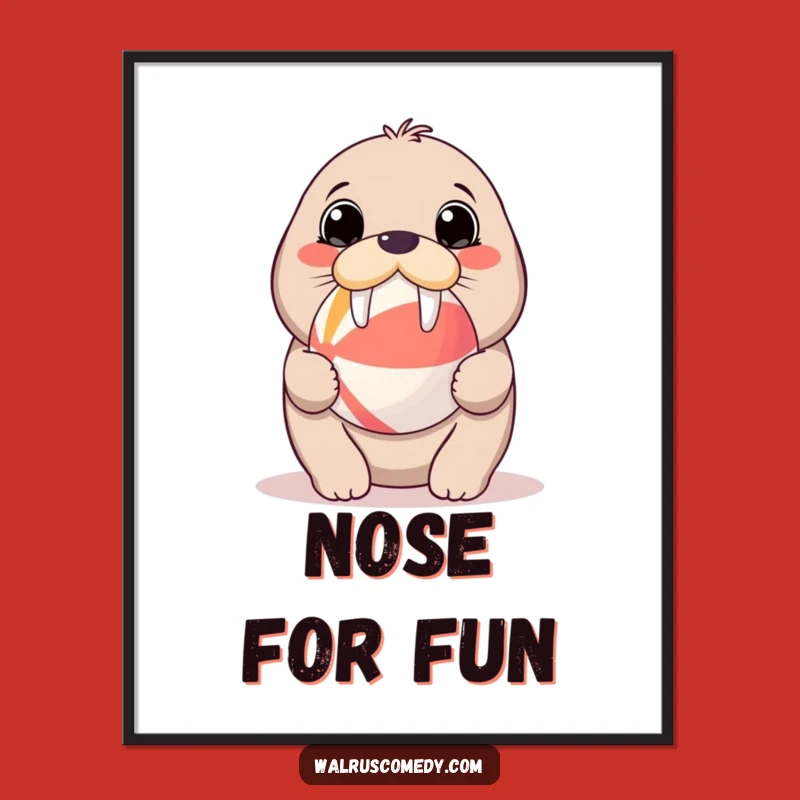 Kawaii Walrus Beach Ball Poster - Adorable Art, Perfect Funny Gift