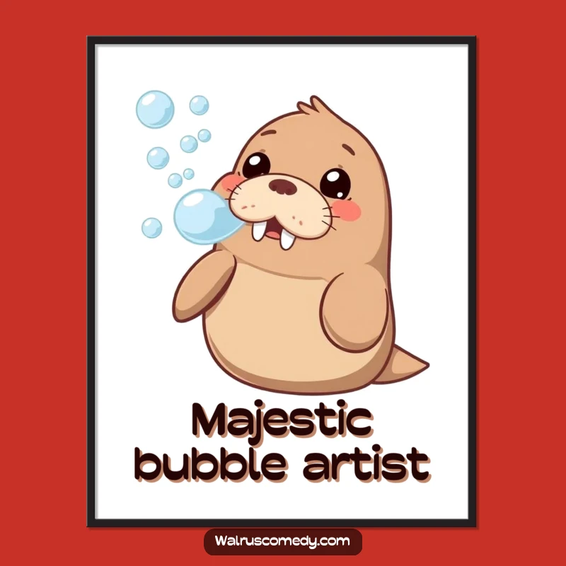 Funny Kawaii Walrus Bubble Art Poster: Inject Whimsy & Humor into Your Walls