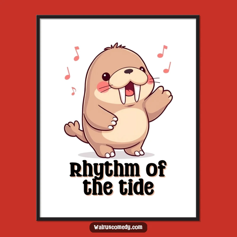 Funny Kawaii Walrus Dancing Poster - Wall Art for Music Lovers!