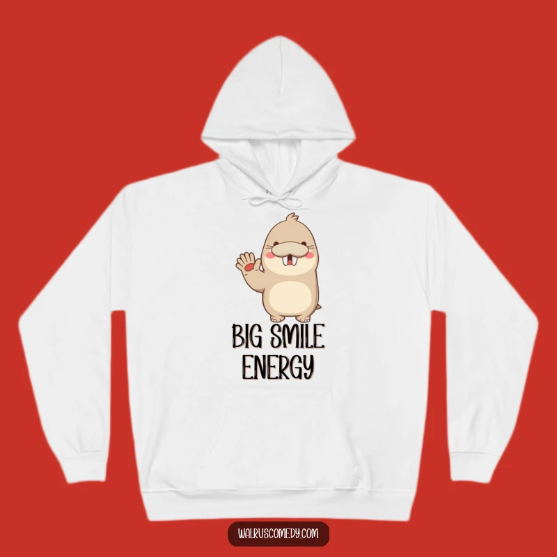 Cozy Funny Kawaii Walrus Waving Hoodie: Hugs and Waves Included!