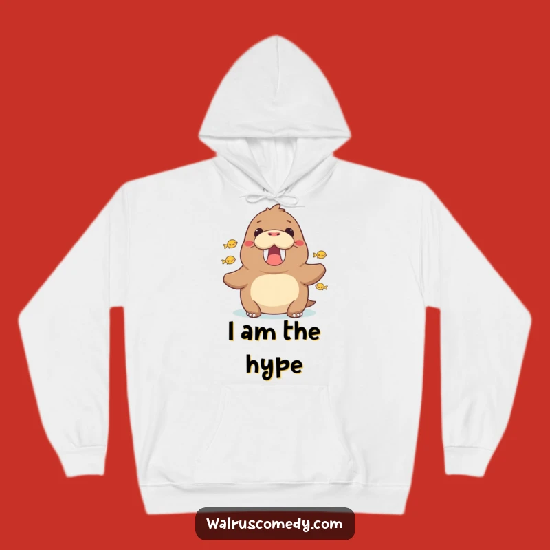 Cozy Funny Walrus Cheering Hoodie - Stay Warm and Supportive!