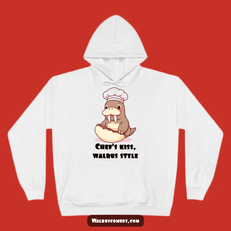 Funny Chef Walrus Hoodie: Hilarious Kitchen Wear for Foodie Fun Gift!
