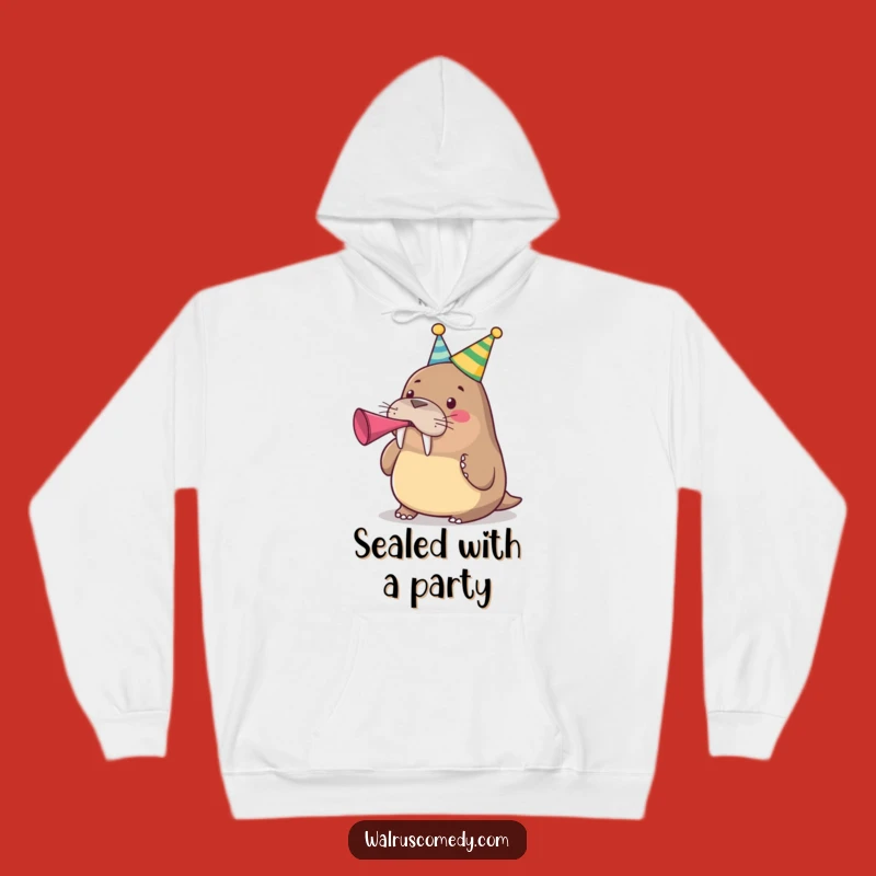 Funny Party Walrus Hoodie - Birthday Bash Gear, Perfect Funny Gift!