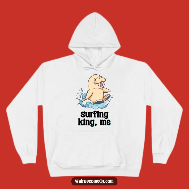 Funny Surfing Walrus Hoodie - Cozy Hilarious Ocean Adventure Sweatshirt Gift