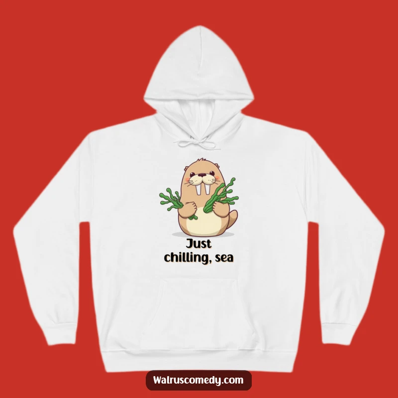 Funny Walrus Seaweed Bouquet Hoodie - Cozy Cartoon Walrus Sweatshirt, Great Funny Gift