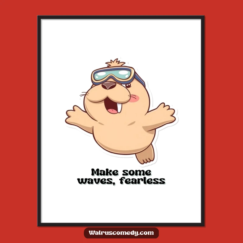 Free Printable Diving Walrus Wall Art - Funny DIY Downloadable Decor for Aquatic Spaces