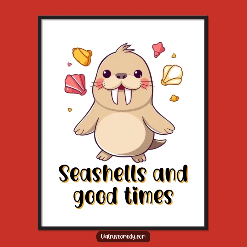 Free Printable Wall Art: Juggling Walrus Fun - Funny Downloadable Decor for a Playful Space!