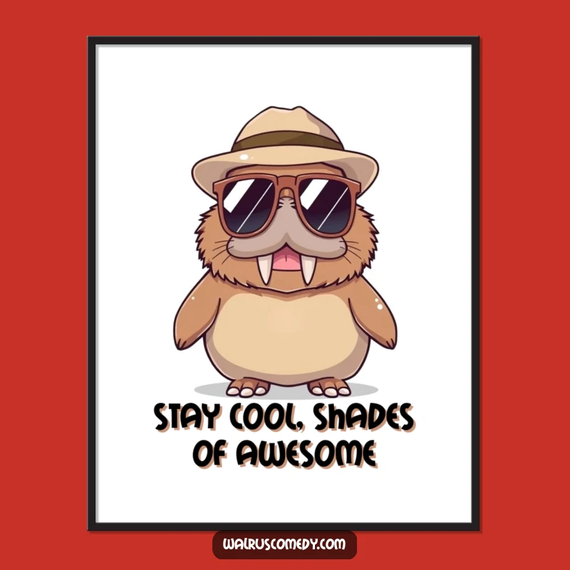 Funny Free Printable Wall Art: Cool Walrus with Shades - Quirky Decor