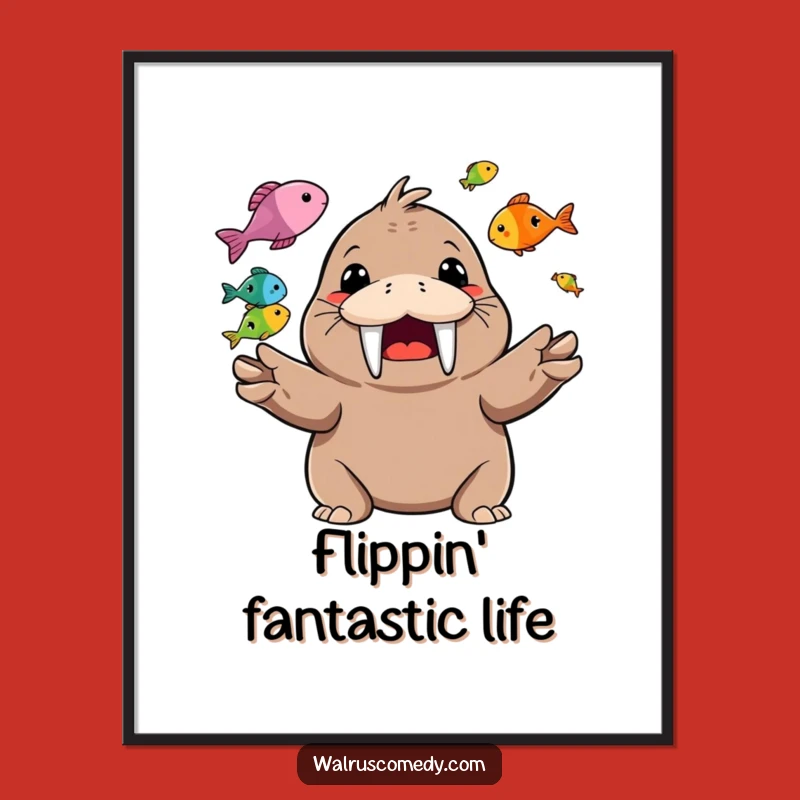 Funny Free Printable Wall Art: Juggling Walrus - Whimsical Downloadable Art