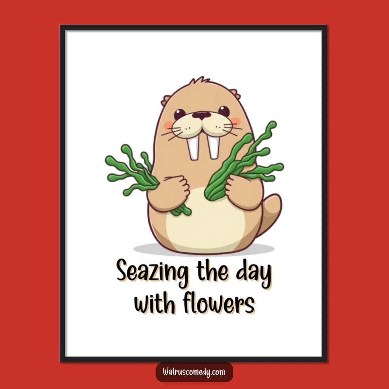 Funny Seaweed Walrus Free Printable Wall Art: Unique Downloadable Art for Coastal Vibes