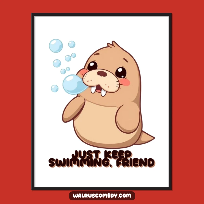 Free Printable Kawaii Walrus Bubble Art: Funny Downloadable Nursery Decor