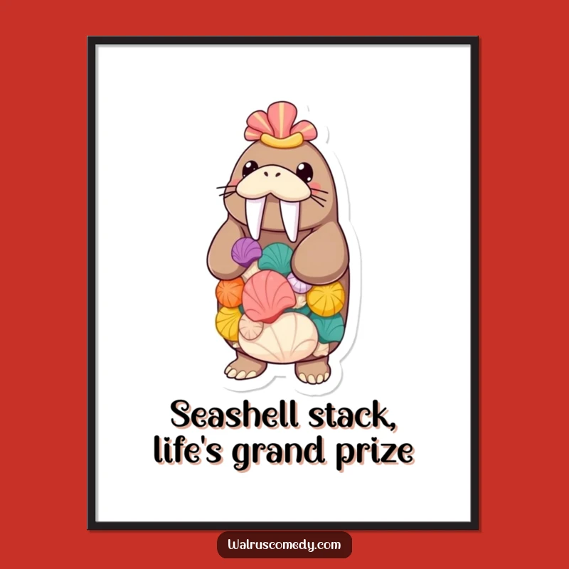 Free Printable Wall Art: Balancing Walrus & Seashells - Whimsical Downloadable Decor!