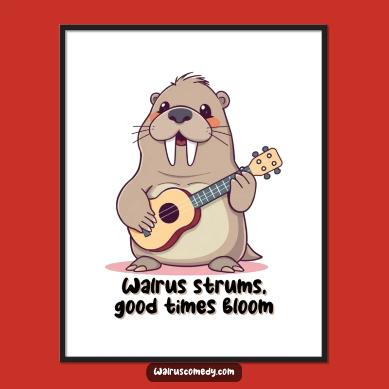 Free Printable Wall Art: Funny Walrus Ukulele Player - Quirky Downloadable Decor!