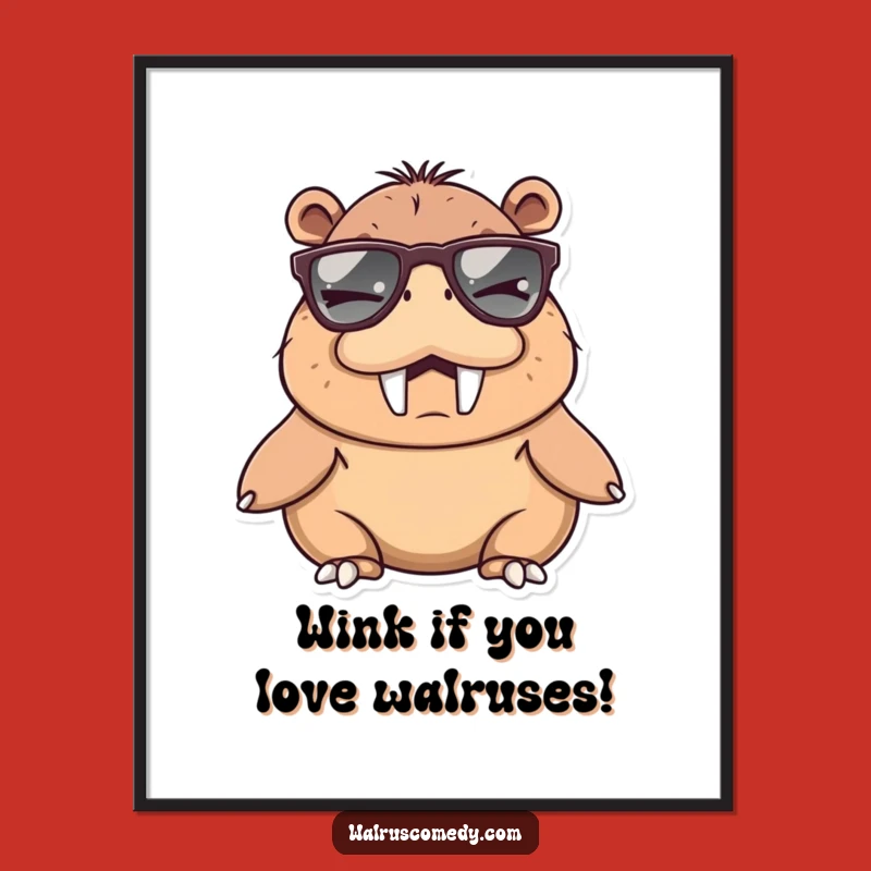 Free Printable Wall Art: Winking Walrus Sunglasses Cool Vibes Downloadable Decor Gift