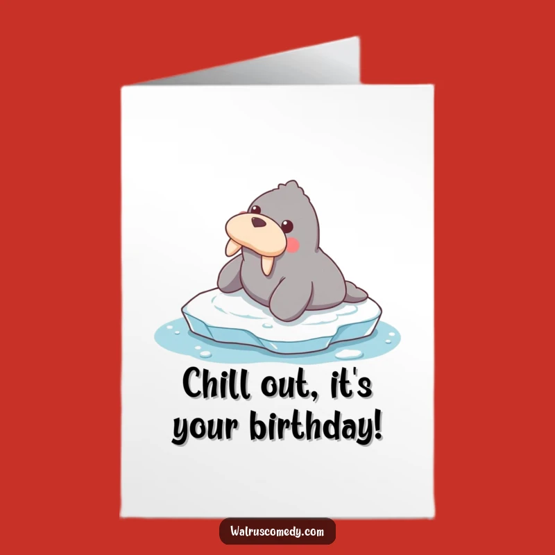 Free Printable Birthday Card: Funny Sliding Walrus - Instant Download Fun!