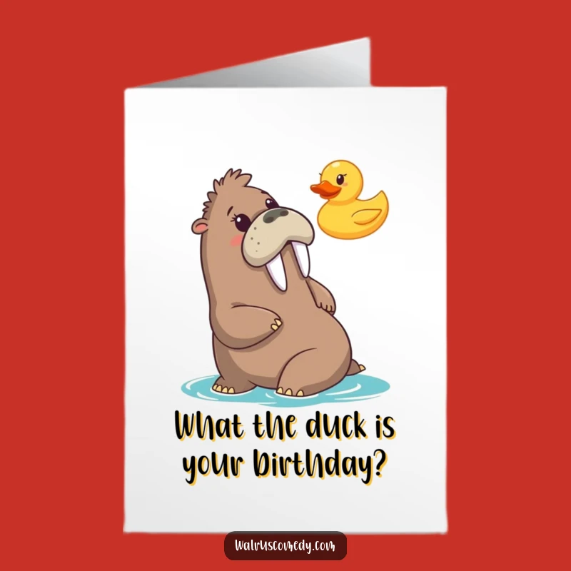 Free Printable Birthday Card: Surprised Walrus & Duck - Instant Fun!