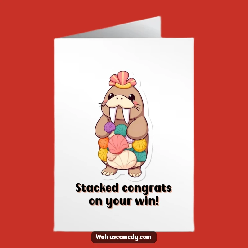 Free Printable Congrats Card: Beach Walrus & Seashells - Celebrate Success!