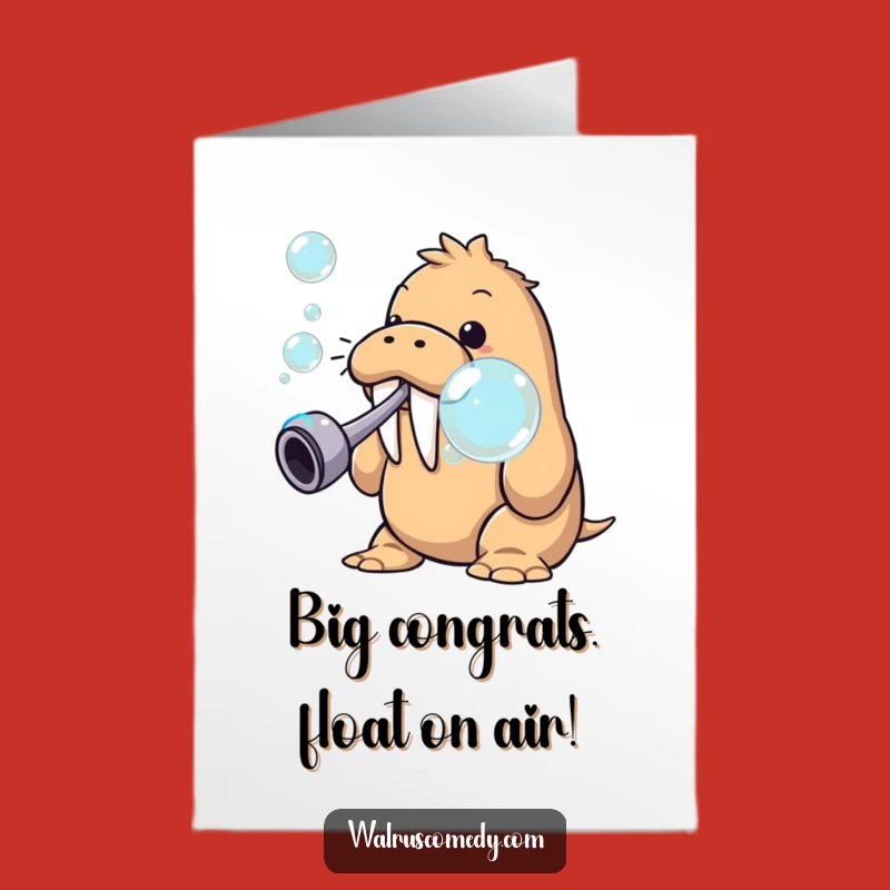 Free Printable Congrats Card: Bubbles of Joy Walrus - Celebrate Big!