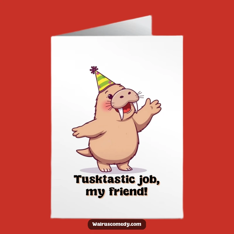 Free Printable Congrats Card: Dancing Walrus Celebration, Festive Downloadable Gift