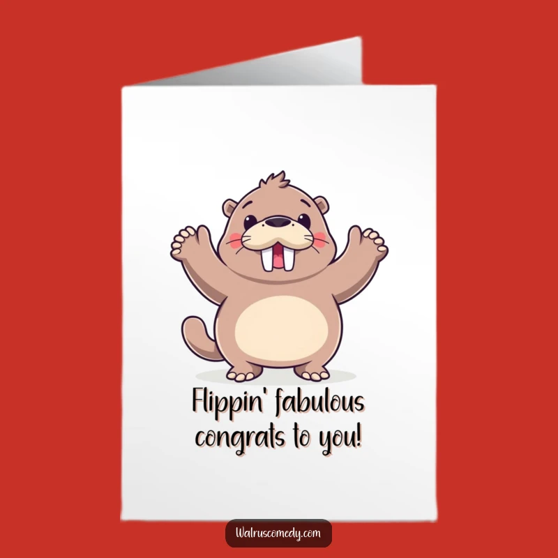 Free Printable Congrats Card: Dancing Walrus Victory - Celebrate Success!
