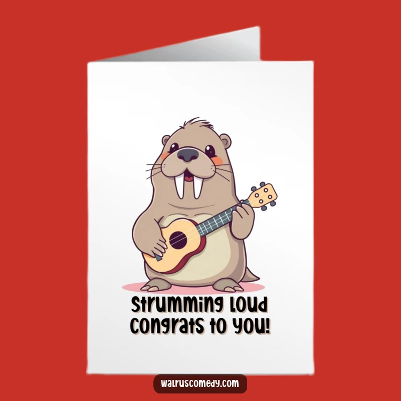 Free Printable Congrats Card: Joyful Walrus Musician - Unique Downloadable Gift!