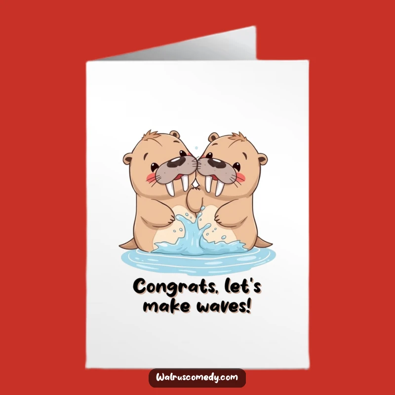 Free Printable Congrats Splash Card: Walrus Siblings, Hilarious Downloadable Gift