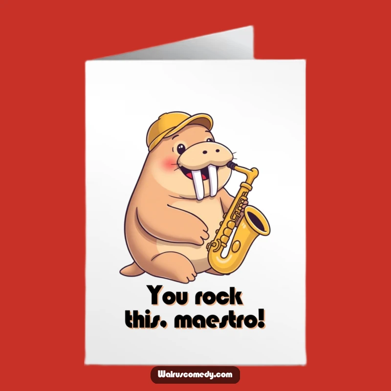 Free Printable Saxophone Walrus Congrats Card - Funny DIY Downloadable for Achievements
