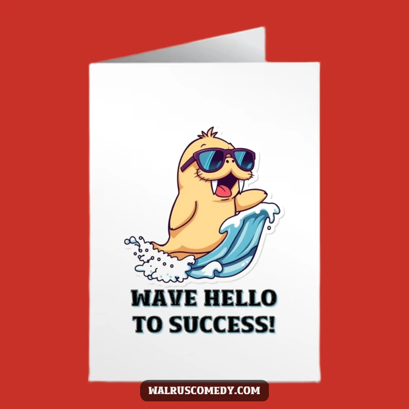 Free Printable Congrats Card: Surfing Walrus Funny Gift, Cool Downloadable Art