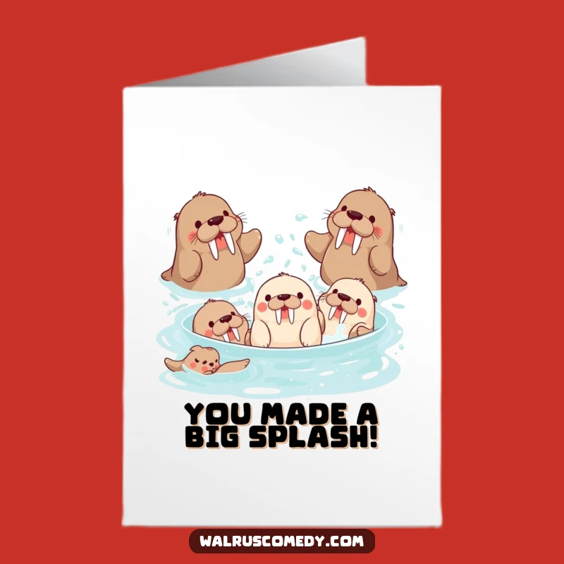 Free Printable Congrats Card: Splashing Walrus Pals, Funny Group Downloadable Gift