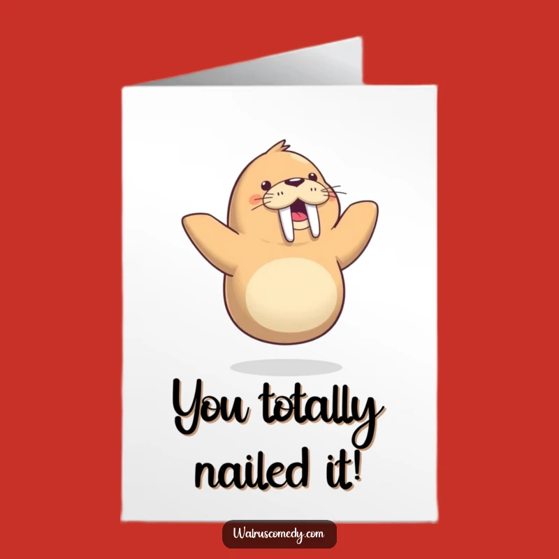 Free Printable Congratulations Card: Dancing Walrus Celebration - Downloadable DIY Gift!