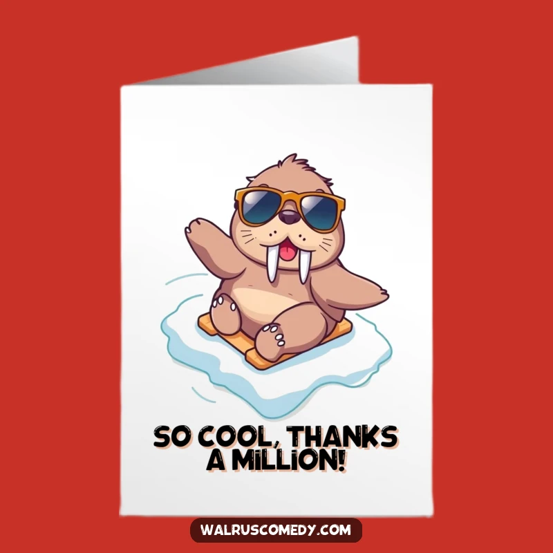 Free Printable Thank You Card: Cool Walrus Slide Thanks, Hilarious Downloadable