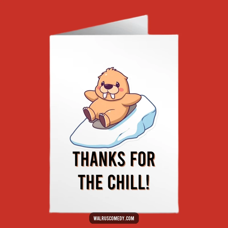 Free Printable Thank You Card: Grinning Walrus Sliding Funny Downloadable Gift