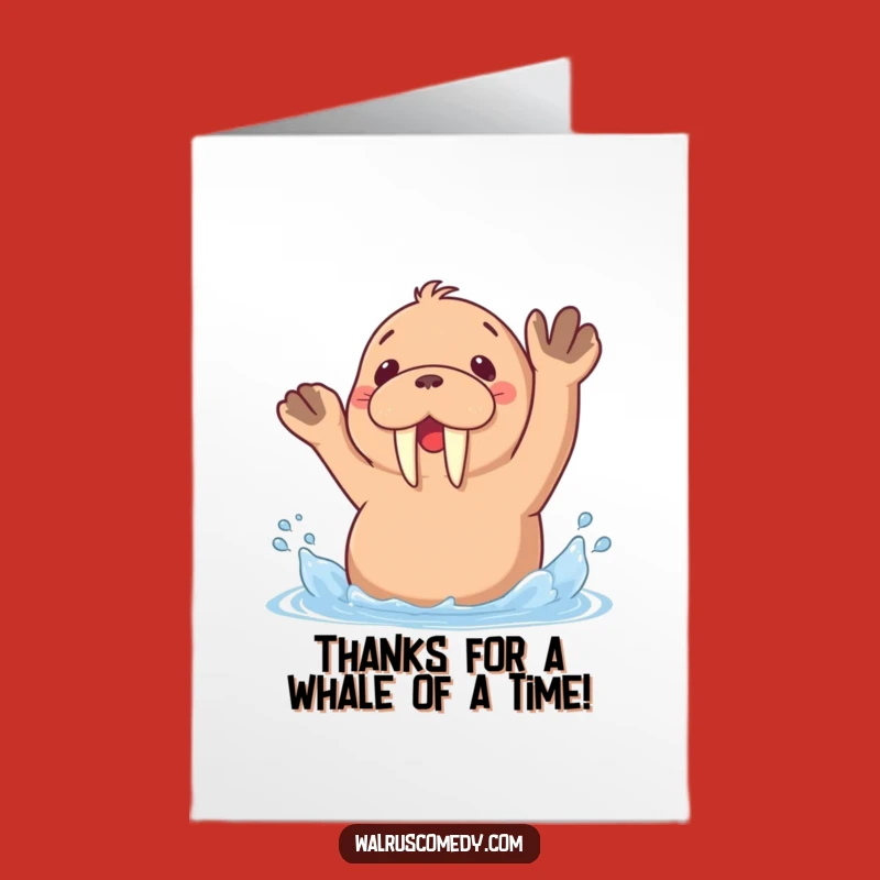 Free Printable Thank You Card: Kawaii Walrus Splashing Gratitude - Print Today