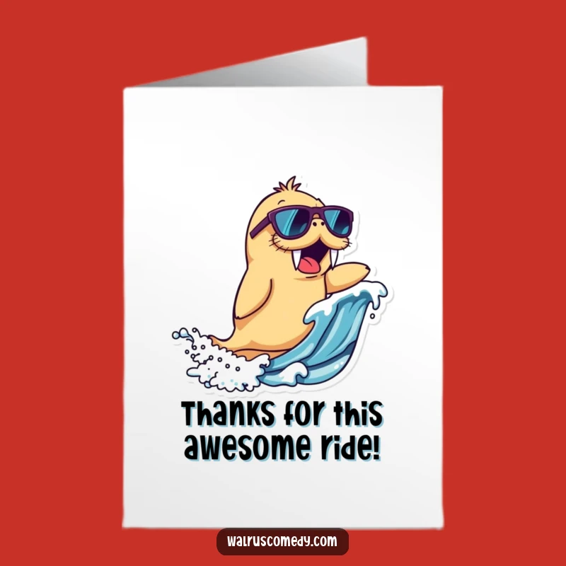 Free Printable Thank You Card: Surfing Walrus Funny Gift, Cool Downloadable