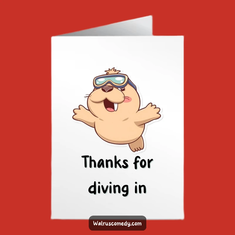 Free Printable Diving Walrus Thank You Card - Funny DIY Downloadable for Gratitude