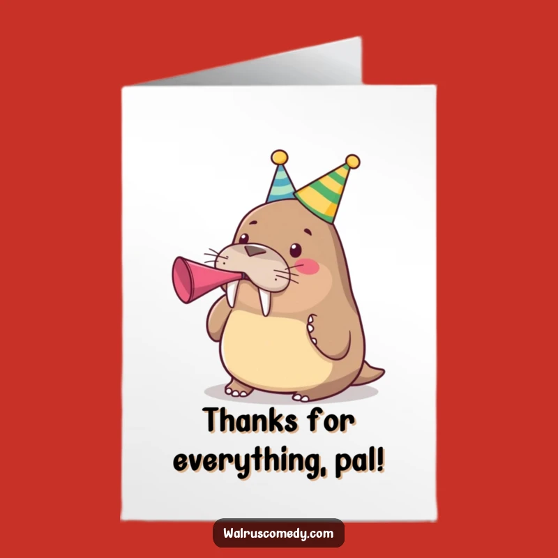 Free Printable Thank You Card: Party Walrus Horn Message - Funny Downloadable Gratitude!