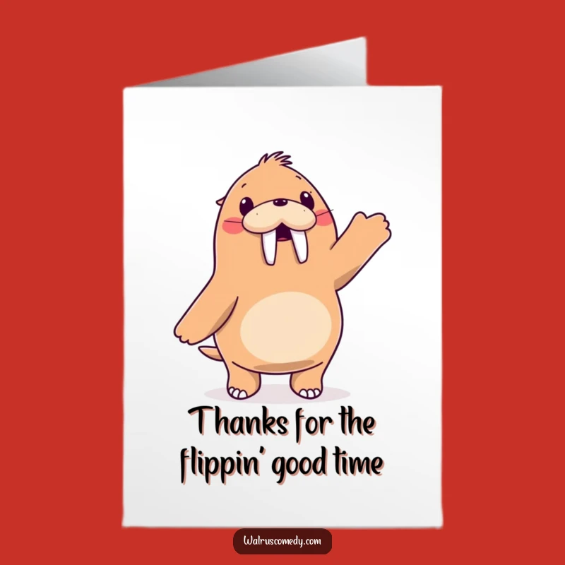 Funny Free Printable Thank You Card: Dancing Walrus, Print at Home Gift