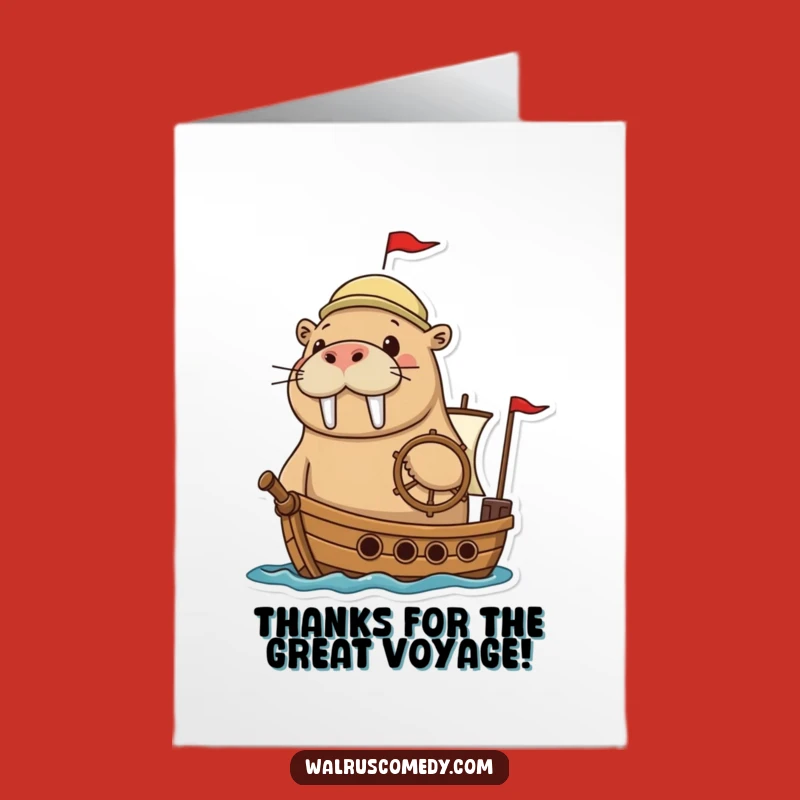 Free Printable Thank You Voyage Card: Adventurous Walrus, Hilarious Downloadable Gift