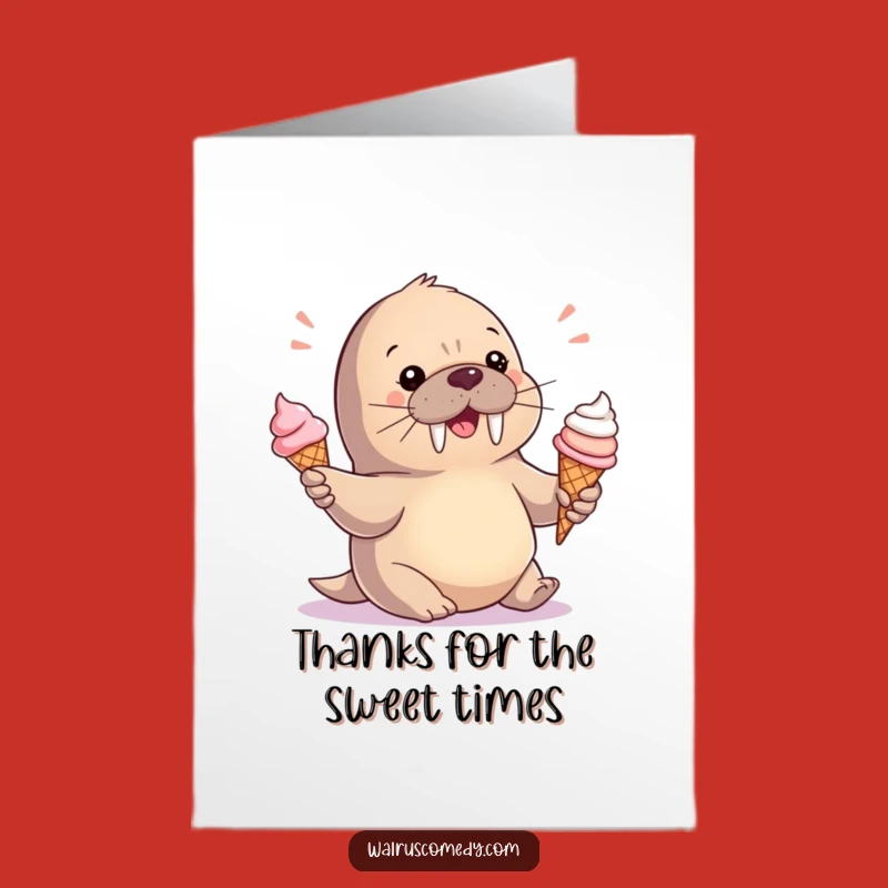 Free Printable Thank You Card: Baby Walrus Ice Cream Thanks - Print at Home