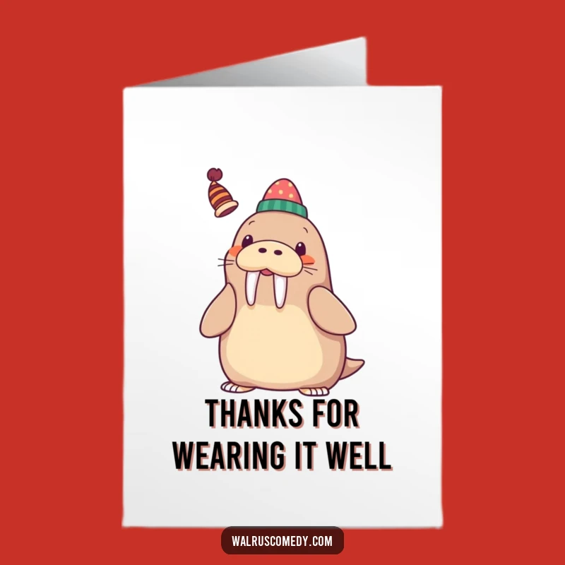 Free Printable Thank You Card: Funny Walrus Hat Trick - Charming Downloadable Gift!