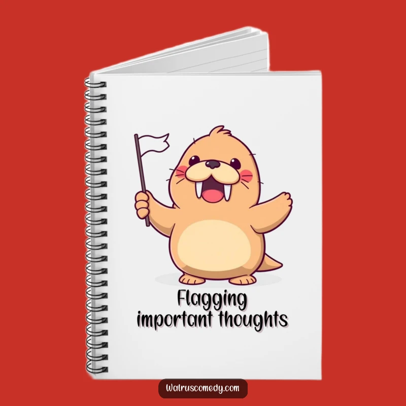 Funny Kawaii Walrus Flag Wave Notebook - Cheerful Journal, Hilarious Gift