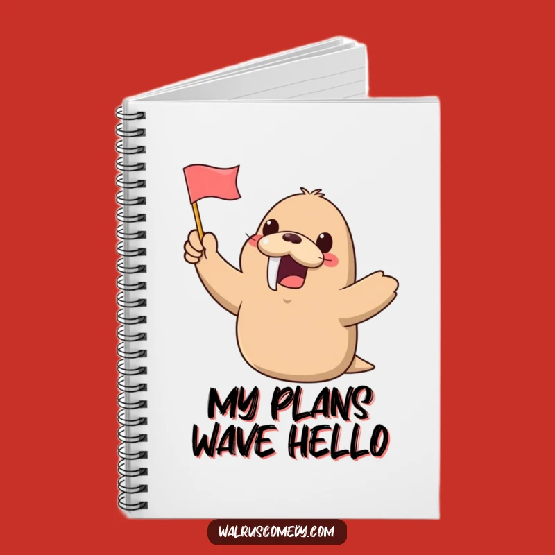 Funny Kawaii Walrus Waving Flag Notebook: Jot Down Ideas with Cheerful Flair - Great Gift