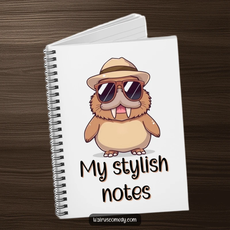 Funny Walrus Notebook: A walrus sporting oversized sunglasses and a hat, ready to capture your notes and inspirations.