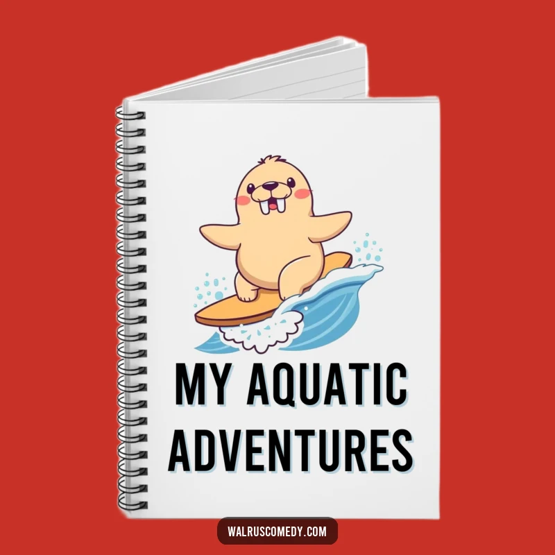 Funny Surfing Walrus Notebook - Ocean Adventures Journal, Unique Funny Gift