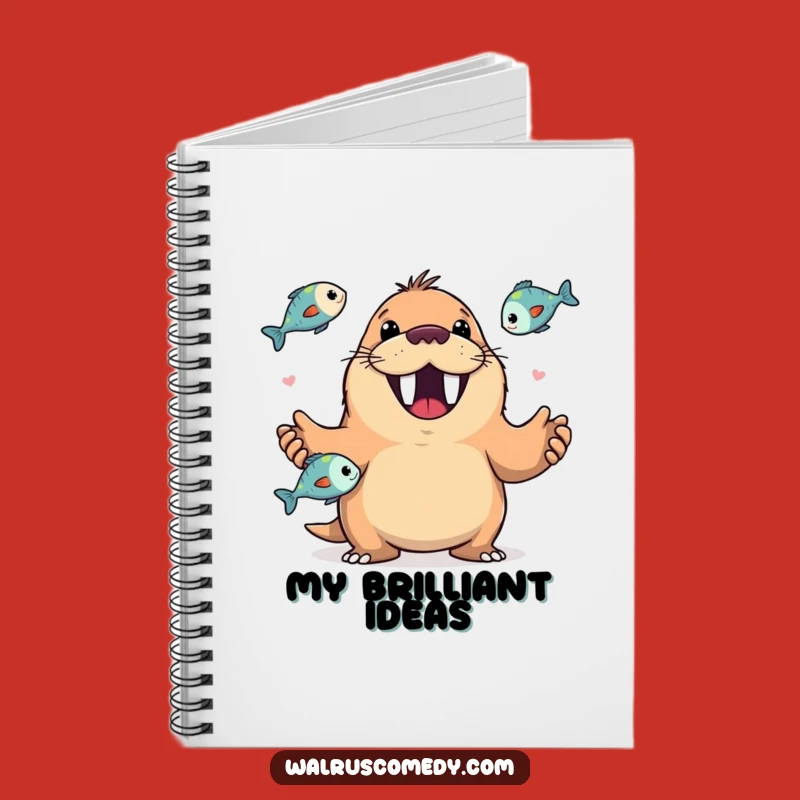 Funny Walrus Juggling Fish Notebook: Happy Grin - Journal Funny Gift for Writers