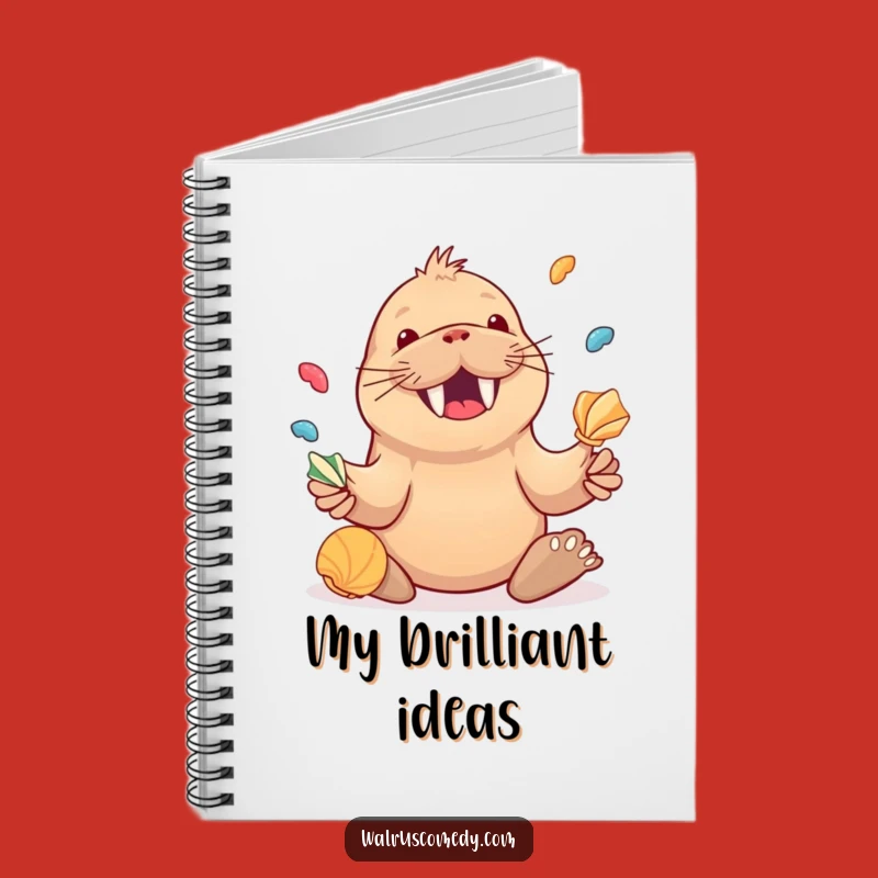 Funny Walrus Juggling Seashells Notebook, Jot Down Joy, Ideal Funny Gift