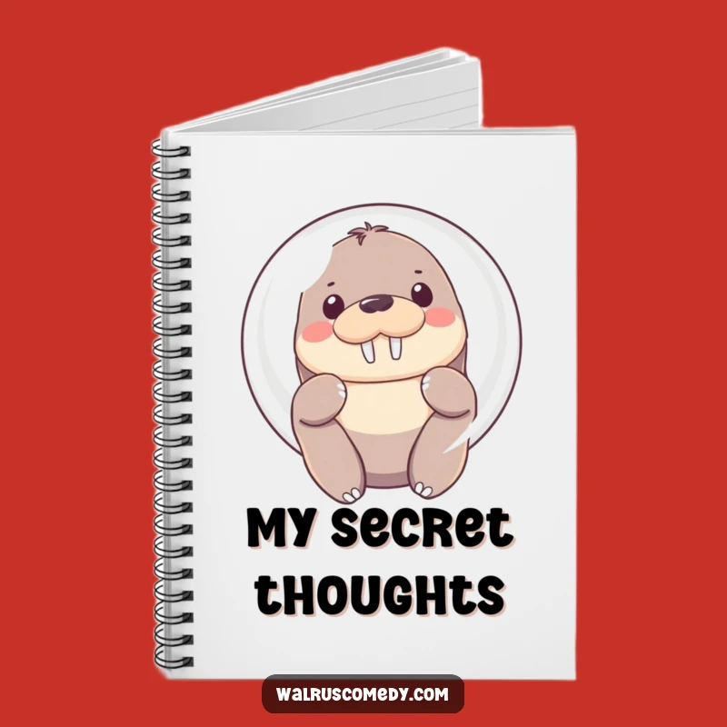Funny Shy Walrus Notebook - Bubble Thoughts Journal, Unique Funny Gift