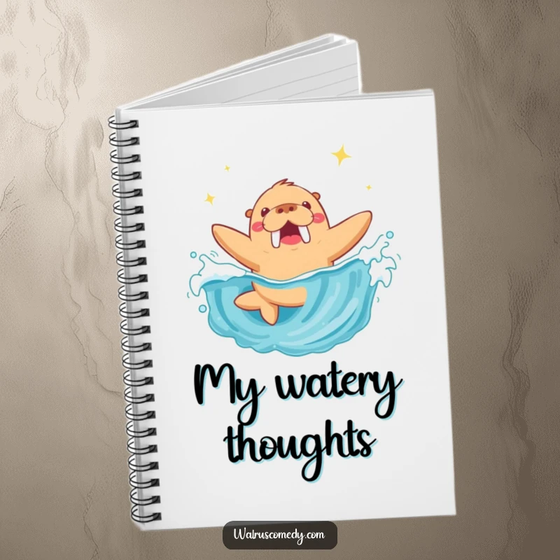 Funny Walrus Notebook: A walrus joyfully dives into a sparkling wave, ready to hold all your thoughts and inspirations.