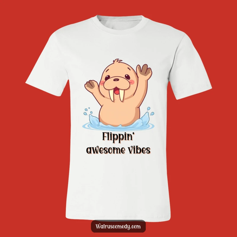 Funny Kawaii Walrus Splashing T-Shirt: Wear Your Playful Side Loudly!