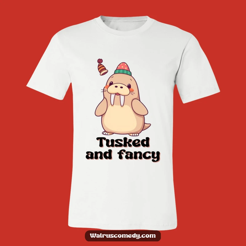 Funny Kawaii Walrus Hat Tusk Tee - Playful Arctic Design, Hilarious Gift